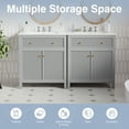 thumbnail image 6 of 60'' Bathroom Vanity Set with Ceramic Sink (Separate), Free Standing Single Vanity Set with Soft Closing Doors, Modern Style, Grey, 6 of 9