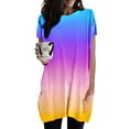 thumbnail image 2 of WEIYLL Womens T Shirts Summer Loose Pullover Gradient Short Sleeve Tunic With Pockets Blue Tops Sizes XL, 2 of 5