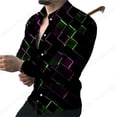 thumbnail image 1 of Camisas hawaianas de manga larga con estampado 3D de líneas doradas, camisa de moda para hombre, camisa de playa con cuello vuelto, blusa social, camisa 5XL, 1 of 6