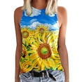 thumbnail image 1 of Playeras,Blusas y Tops,Ropa para Mujer Mujeres Workout Tank Tops Camiseta sin mangas informal de verano para mujer, camiseta sin mangas con cuello redondo y estampado de flores de girasol (Yellow, M), 1 of 4