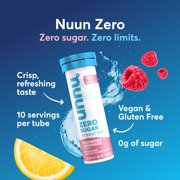 Nuun Zero Sugar Hydration Electrolyte Tablets, Raspberry Lemonade (80 Total Servings)