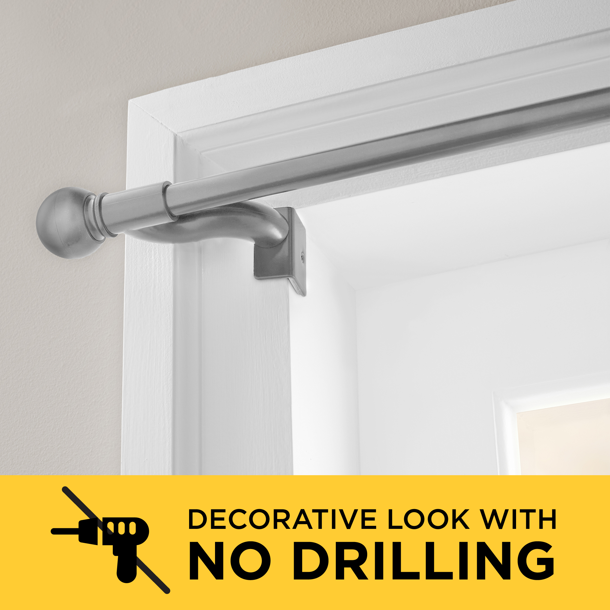 Subbry 2 Pcs Curtain Rod Brackets Heavy Duty Holders Metal Wall Brackets With Screw No Drill Home Dcor Home Kitchen Playcenterngcom