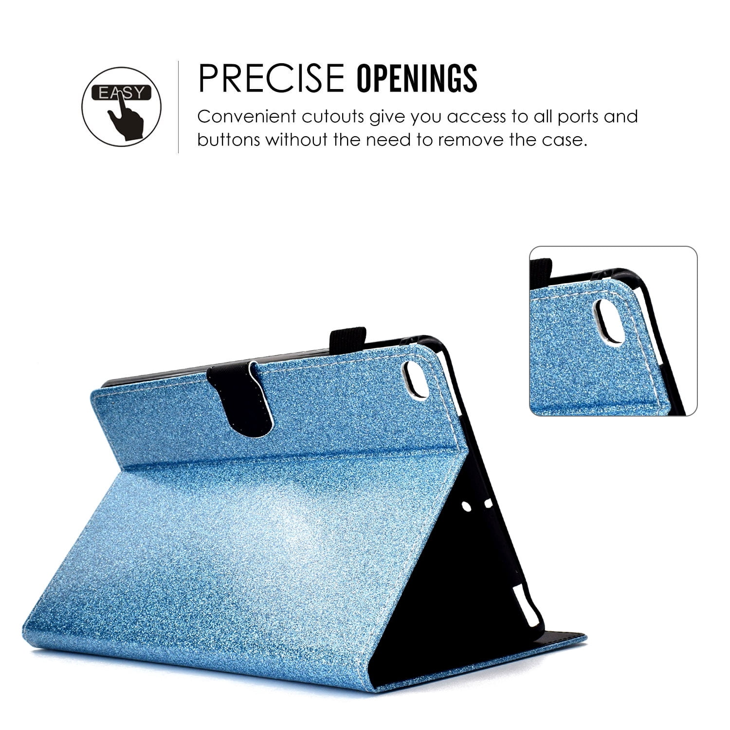 iPad 9.7 2018/2017 Case with Pencil Holder, iPad Air 1 2 Case, Allytech Glitter Leather Folio Kickstand Shock-Absorbing Auto Sleep Wake Case for Apple iPad 9.7 6th/5th Generation, iPad Air 1 2, Blue
