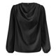 thumbnail image 3 of Blusa de gasa para mujer con cuello en V, volantes, pliegues y mangas acampanadas, blusa holgada informal para otoño, 3 of 4