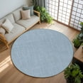 thumbnail image 3 of Sky Blue 7ft Round Rug, Farmhouse Burlap Solid Blue Color Modern Linen Texture Non-Skid Rubber Backing Large Area Rugs - Living Room Bedroom Home Office, Indoor Floor Mat Carpets Washable Rug, 3 of 9