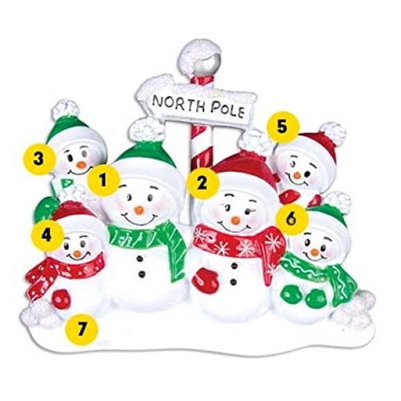 North Pole Family of 6 Personalized Christmas Ornament DO-IT-YOURSELF