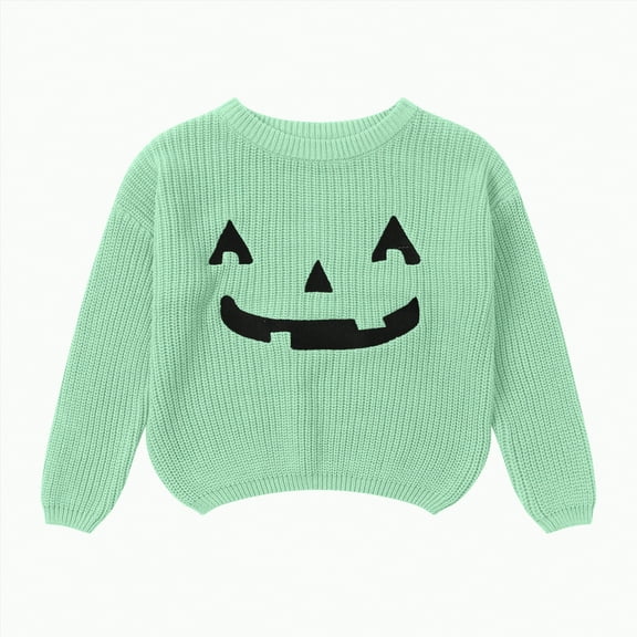 mgoYE Halloween Baby Outfit Little Brother Outfit Baby Boy Knit Sweater Long Sleeve Pullover Sweatshirt Toddler Fall Winter Clothes|Light Green 1-2 Years