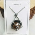 thumbnail image 2 of Fashion Natural Stone Card Necklaces for Women Men Retro Weaving Net Metal Adjustable Chain Choker Jewelry Birthday Gift, 2 of 7