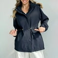 thumbnail image 6 of Duoif Rain Jacket Women, Raincoat Women Long Trench Coats Lined Windbreaker Travel Lightweight Jackets for Women Navy S, 6 of 8