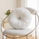 thumbnail image 5 of Almohada redonda de terciopelo con flores de 14" | Cojín de calabaza beige para sofá, cama, futón | Spandex de nylon suave, funda extraíble, cojín decorativo para sala de estar, ventana, hotel, 5 of 6