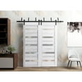 thumbnail image 3 of Slab Barn Door Panel 36 x 80 inches | Quadro 4445 Nordic White with Frosted Glass | Sturdy Finished Interior Doors | Pocket Closet Sliding, 3 of 5