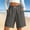 Dark Gray, variant on Womens Linen Short Elastic Waist Solid Color Knee Length Casual Loose Rolled Up Shorts Beach Shorts