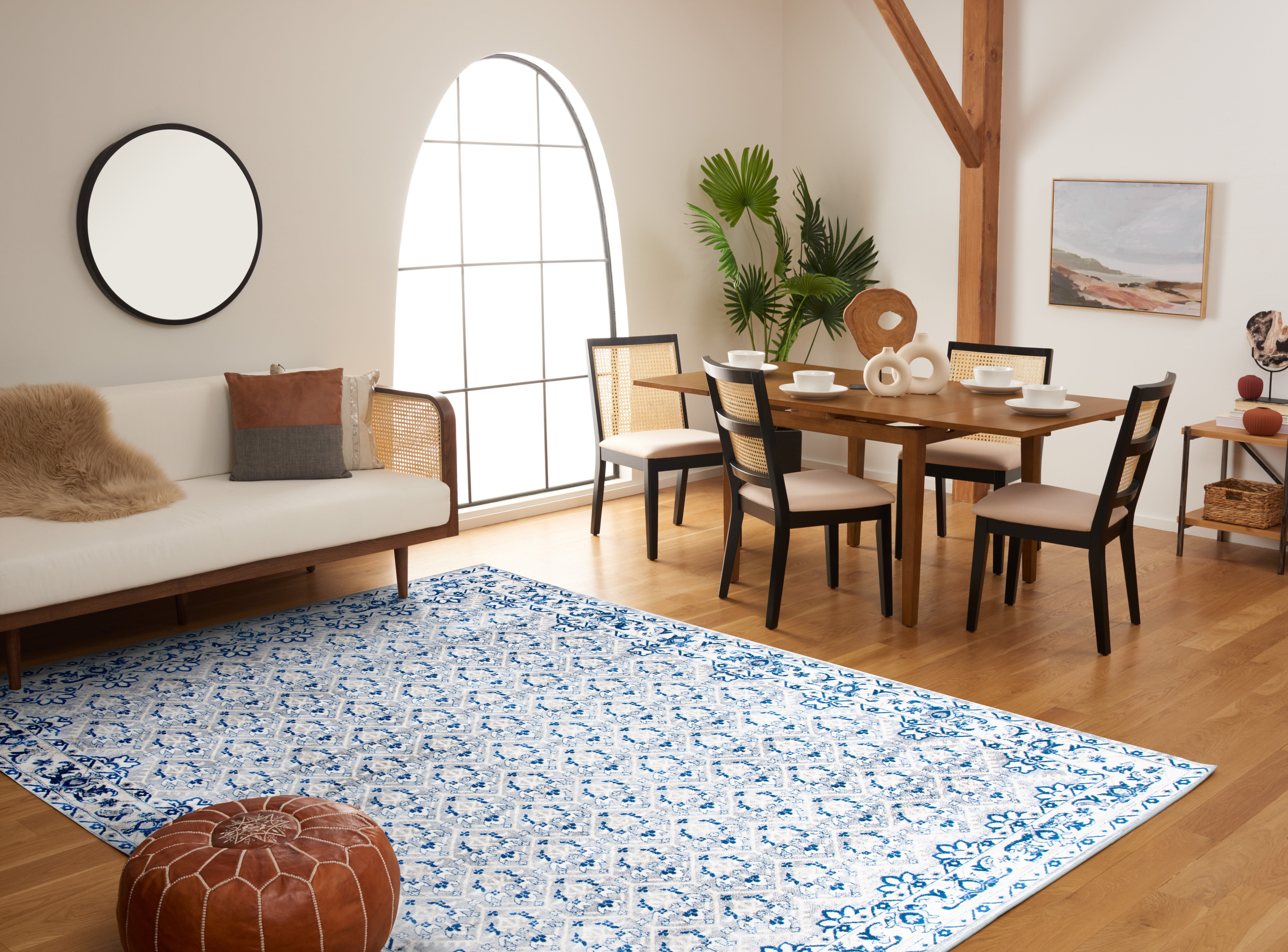 SAFAVIEH Brentwood Pompeii Geometric Area Rug, Gray/Blue, 6' x 9'