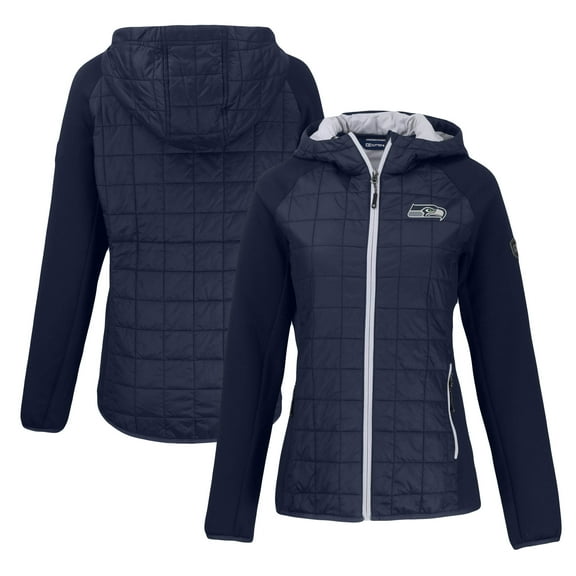 Women's Cutter & Buck Navy Seattle Seahawks Rainier Primaloft Eco Full-Zip Hybrid Jacket