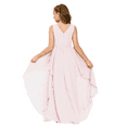 thumbnail image 4 of Chiffon Junior Bridesmaid Dress Floor Length V Neck with Belt Flower Girl Dress for Teen Girls Elegant Party Dress (8-9Years）, 4 of 8