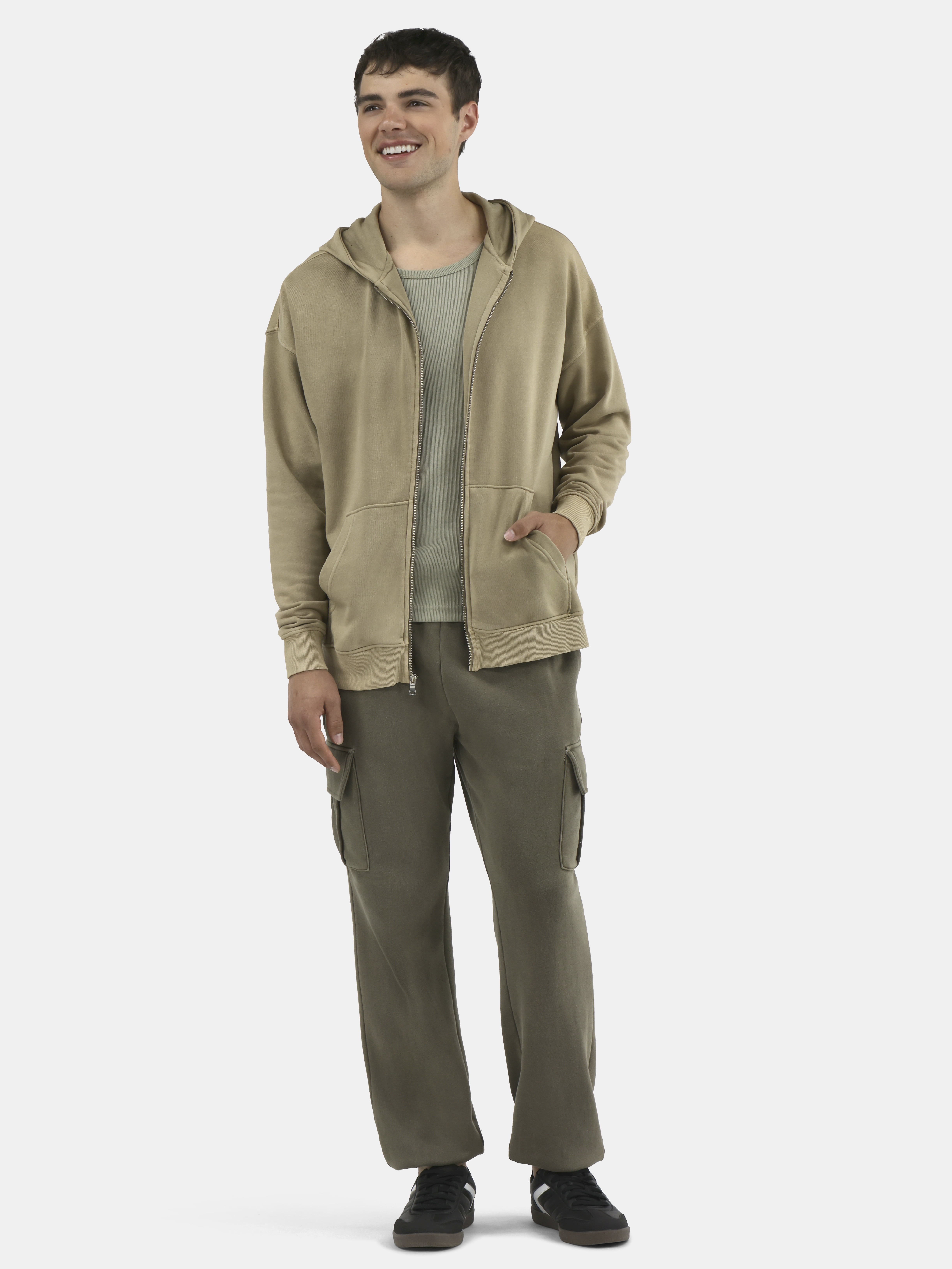 No Boundaries Zip Hoodie with Long Sleeves, Men's & Big Men's