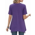 thumbnail image 3 of MOYIKO Women's Short Sleeve Swing T-Shirt Flowy Asymmetrical Hem Tee Loose Fit Casual Tops, 3 of 7