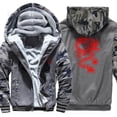 thumbnail image 4 of Chaqueta de invierno con capucha y bolsillo para hombre, con estampado de dragón rojo, estilo Harajuku japonés, abrigo grueso de terciopelo cálido y ropa holgada de forro polar, 4 of 4
