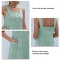 thumbnail image 4 of Vestido Color Puro Sin Mangas Vestido De Verano Bolsillo Cuello Cuadrado Con Botones Vestido Casual De Una Pieza Para El Verano, 4 of 5