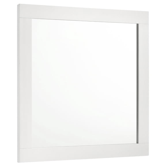 Benjara Caer Dresser Mirror, White Wood Frame with Beveled Glass, 35 Inch