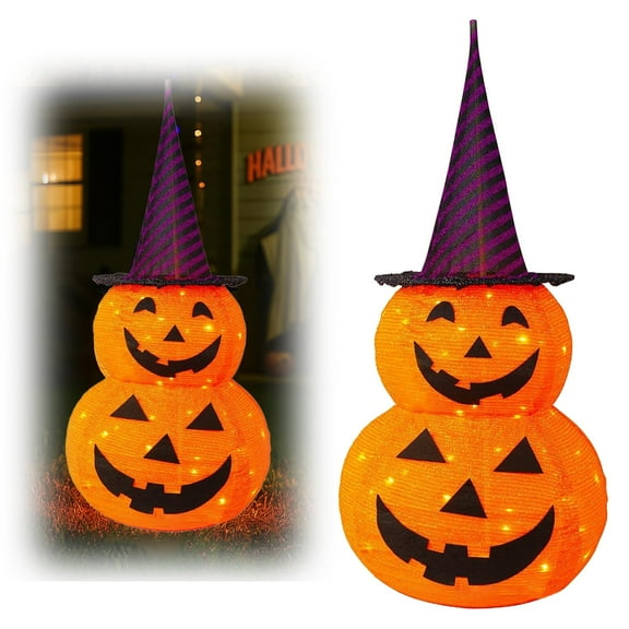 Noothes 3FT Light Up Jack O'Lantern - Stacked LED Pumpkin Decor with 8 Lighting Modes|Battery Operated Auto Timer|Outdoor Indoor Halloween Thanksgiving Yard Display