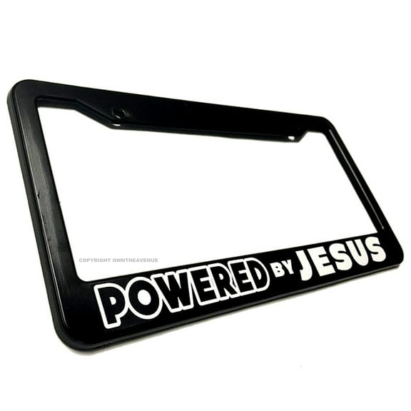 Powered By Jesus License Plate Frame Cover - Christian
