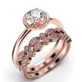 thumbnail image 3 of Fairy Minimalist 2.25 Carat Round Cut Diamond Moissanite Engagement Ring, Classic Halo Wedding Ring in 925 Sterling Silver With 18k Rose Gold Plating Gift For Her, Two Matching Band, 3 of 4