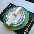 thumbnail image 2 of Juego de 6 servilleteros dorados con diamantes plateados, servilletero navideño para cenar, Acción de Gracias, boda, soporte de tela brillante completo, 2 of 5