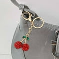 thumbnail image 6 of GRABLOOM Glittering Cherry Keychain Charm for Handbags Fruit Shaped Key Ring for Women, 6 of 8