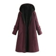 thumbnail image 2 of Qertyioot Plus Size Coat for Womens,Long Sleeve Fleece Colorblock Hooded Drawstring Pocket Zip Jacket Top Blouse, 2 of 4