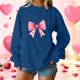 thumbnail image 1 of Xuyuer Valentine's Day Women's Bow Lover Heart Print Round Neck Loose Hoodie Long Sleeve Top, Cute Casual Pullover for Valentine's Day Gifts, Date Nights and Everyday Cozy Wear, 1 of 5