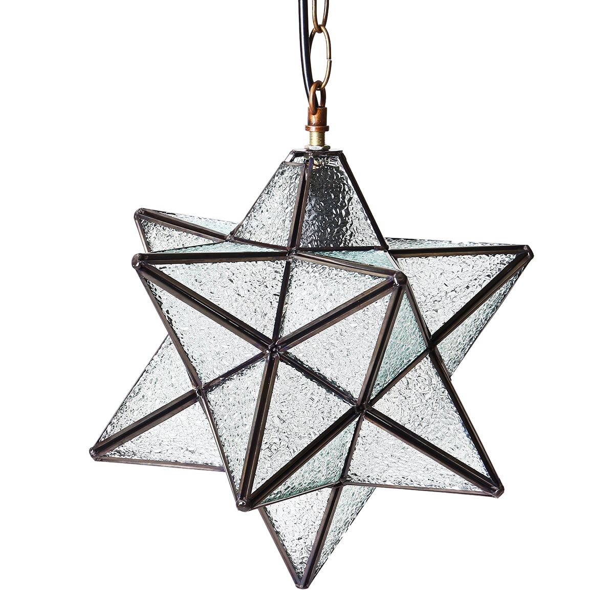 Antique 20cm Moravian Star Pendant Light Metal Glass Shade Lamp Ceiling Lights 