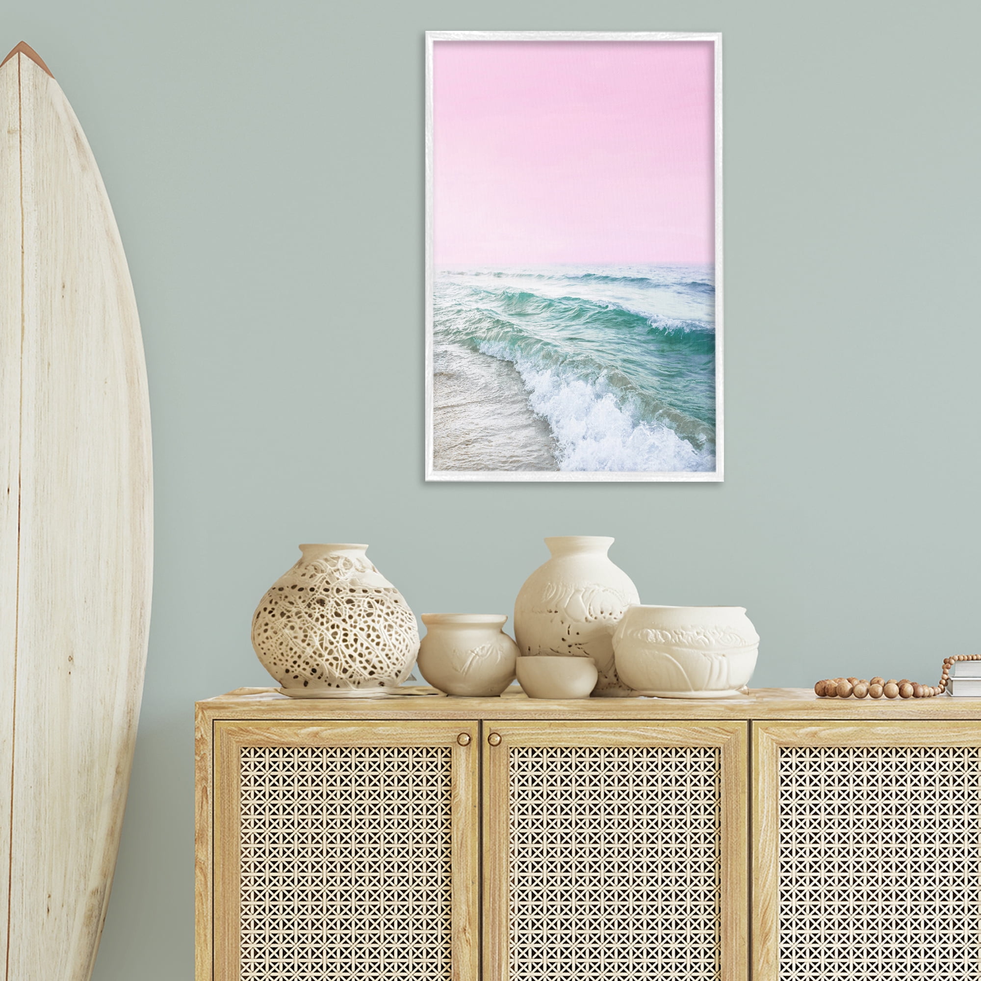 Stupell Industries Pink Winter Sea Coastal Photography White Framed Art Print Wall Art, 20 x 30