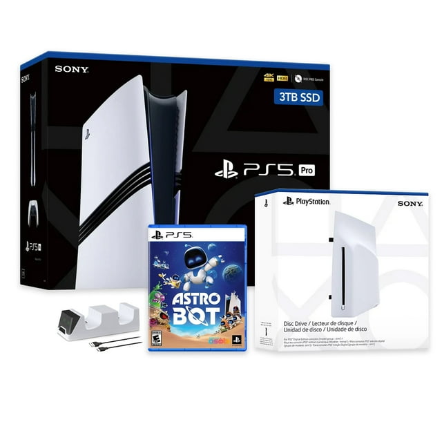 PlayStation 5 Pro 3TB SSD Console with Disc Drive, Wireless Controller and Charger, ASTRO BOT - CFI-7019 PS5 Pro