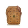 Pre-Owned MCM Visetos Crossbody Bag Calf Leather Brown
