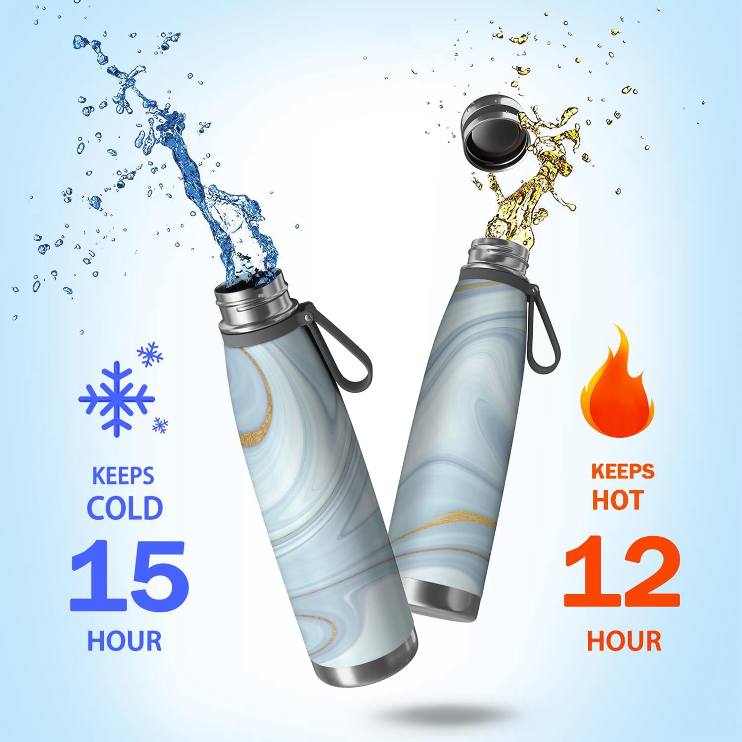 29oz Insulated Water Bottle with Tea Infuser, Stainless Steel Travel Mug, Liquid & Marble Print