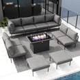 thumbnail image 4 of LayinSun 11 Pieces Aluminum Patio Furniture Set, Modern Modular Sectional Sofa with Fire Pit Table and Upgrade Thickness Cushion, 4 of 8