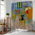 thumbnail image 2 of Cortina de ducha con diseño de gato negro para dormitorio, juego de cortinas de ducha con diseño de gato negro para baño con 12 ganchos, cortina de baño estética y bonita para mujeres y niños,, 2 of 4