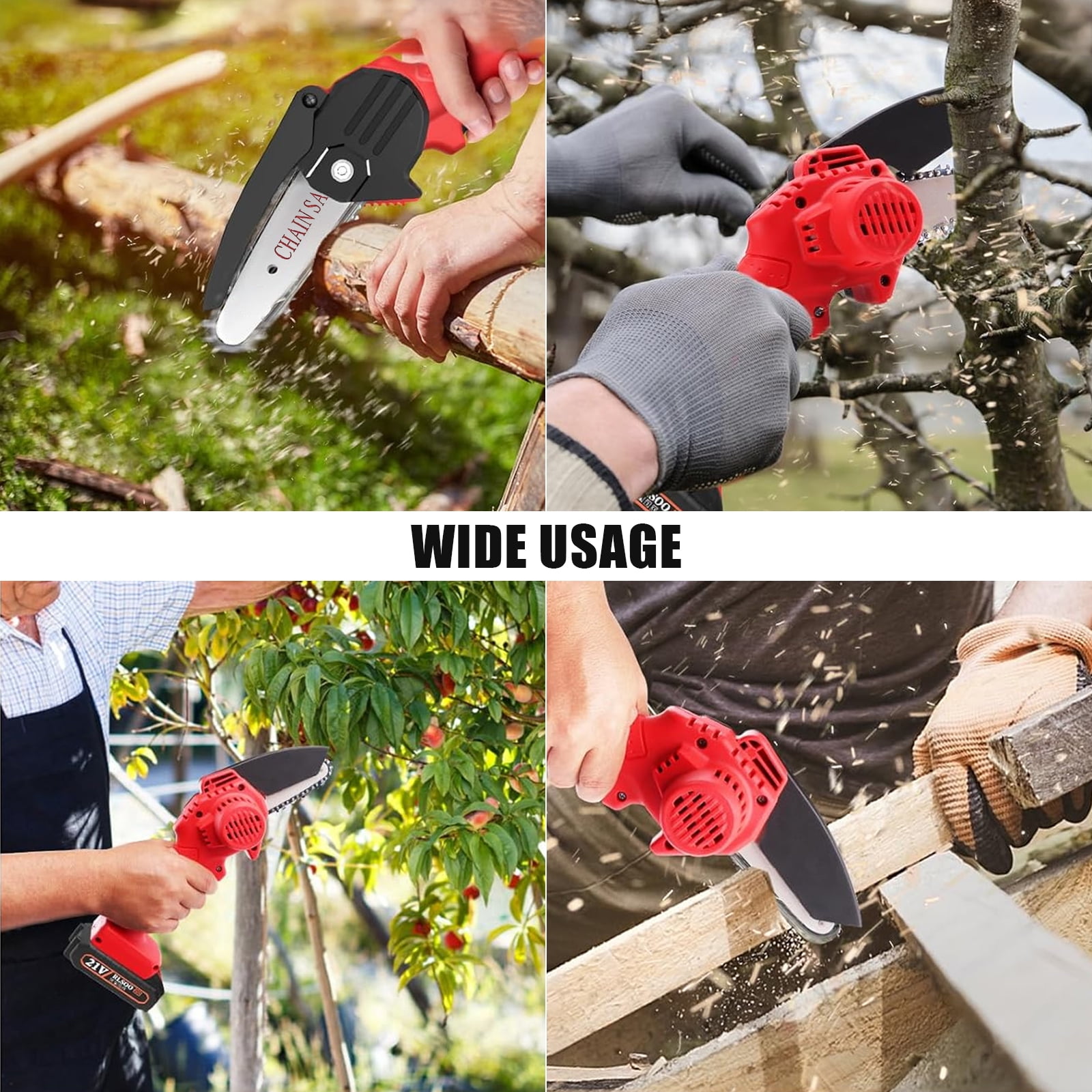 IJIL Mini 4” Battery Powered Chainsaw, 21V 1500mAh, Cordless, Lightweight, Safety Features