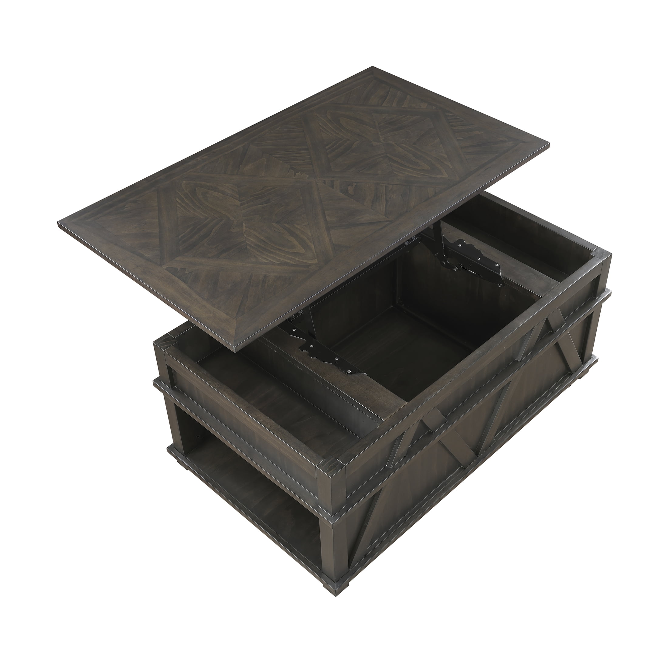 OakvillePark Lior Lift Top Coffee Table with Hidden Compartments and Casters, Brown