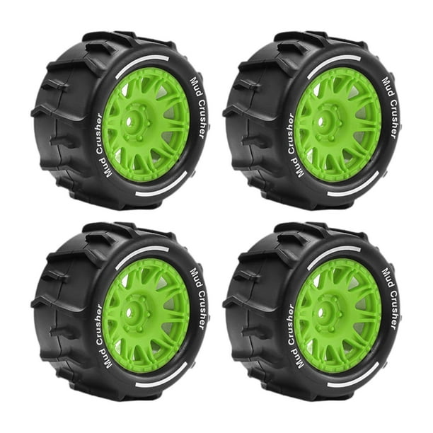 1:18 Neumáticos RC Ruedas Neumáticos de repuesto para control remoto Elegantes Orificio de montaje de 4 mm Verde