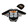 thumbnail image 1 of Baby Boy’s Halloween Funny Printed Long Sleeve Romper with Cap, 1 of 8