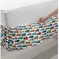 thumbnail image 2 of Race Car Bed Skirt, Diagonally Arranged Colorful Various Vehicles Speeding Uphill on a Plain Backdrop, Elastic Bedskirt Dust Ruffle Wrap Around for Bedding Decor, 4 Sizes, Multicolor, by Ambesonne, 2 of 2