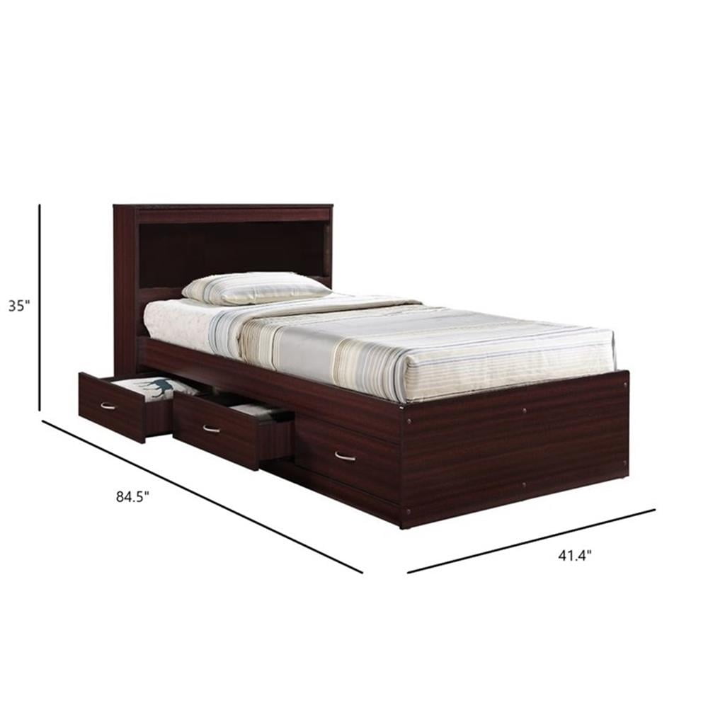 Pemberley Row Engineered Wood Mahogany Twin Captain Storage Bed with 3 Drawers 84.5" Unassembled