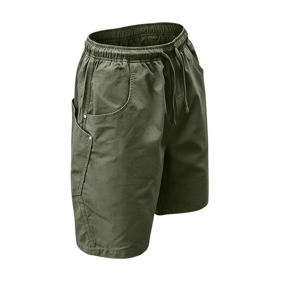 Mens Hiking Fishing Shorts Elastic Drawstring Waist with Pockets Outdoor Travel Short Pants Dad Gifts