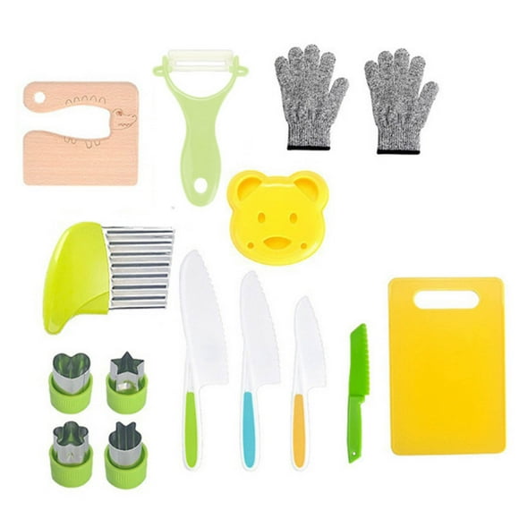 Iumwxz Kitchen Gadgets 15pcs Toddler Knife for Chopping Mini Chef Knife Set for Kids Knives Kitchen Knife Set Plastic Children Cooking Cutter Set Kitchen Utensil Set Green Plastic Online Shopping