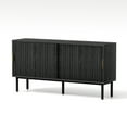 thumbnail image 7 of EYYTHUNG Fluted TV Stand with Sliding Doors, 47" Mid Century Entertainment Center with Adjustable Shelf, Wooden Media TV Console with Storage Cabinet, Black, 7 of 7