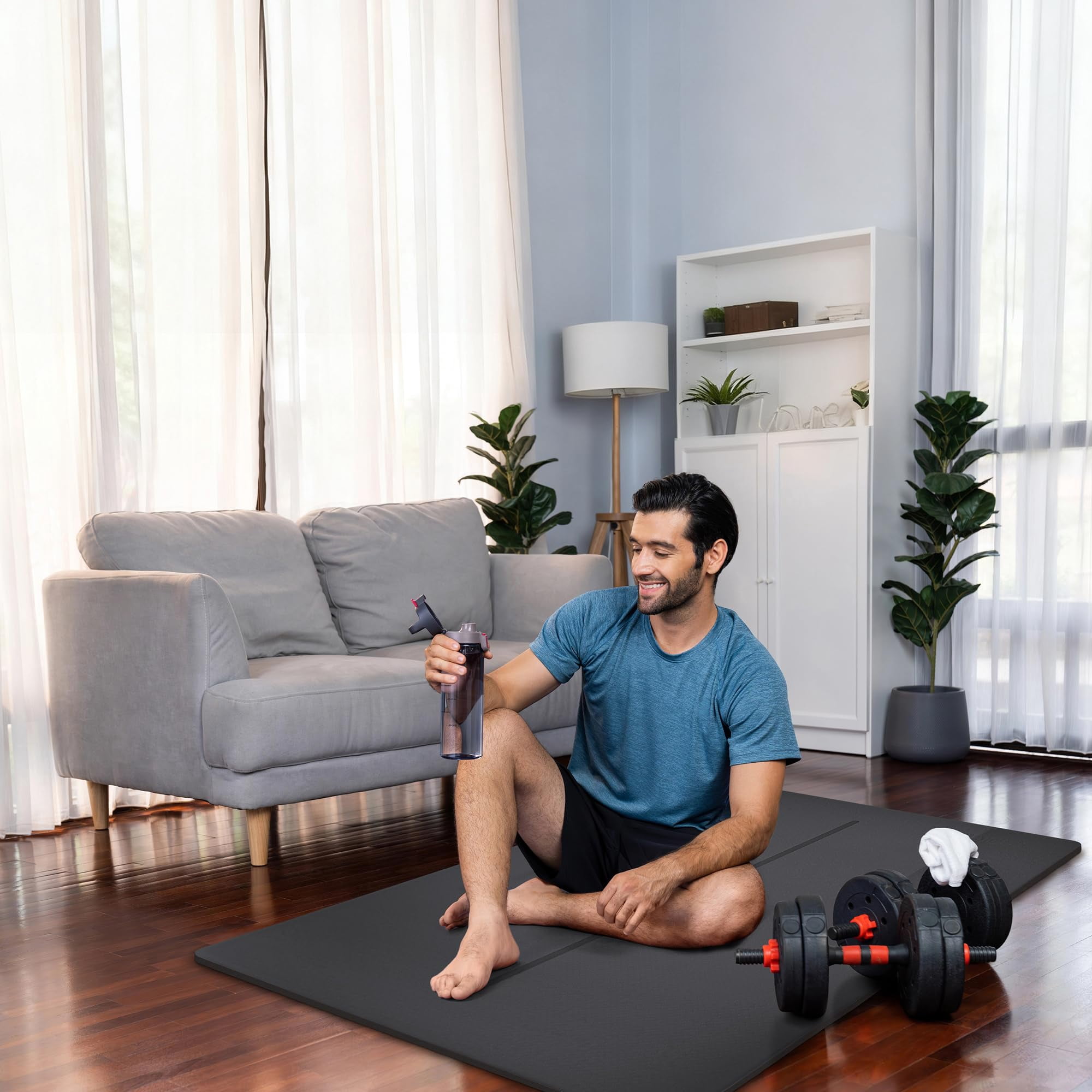 Gogokiwi Large Yoga Mat (6'x4') Extra Wide 1/4 Inch Thick Workout Mat for Home, Non Slip Fitness & Exercise Mat for Home Gym, Yoga, Pilates, Stretching, and Floor (Just Black)