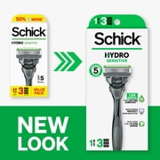Schick Hydro Sensitive 5 Blade Razor for Men, 1 Razor Handle with 3 Refills