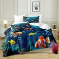 thumbnail image 3 of Blue Ocean Comforter Sets 4 Pcs Tropical Fish Bedding Set Colorful Fish Coral Cute Sea Animal Pattern Ocean Sealife Coastal Bedding Comforter Set, 3 of 10